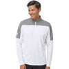 adidas Men's White/Grey Three Melange Lightweight Quarter Zip Pullover