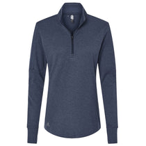 adidas Women's Collegiate Navy Melance 3-Stripes Quarter Zip Pullover