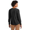 Brooks Brothers Women's Deep Black Open Neck Satin Blouse