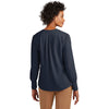 Brooks Brothers Women's Night Navy Open Neck Satin Blouse