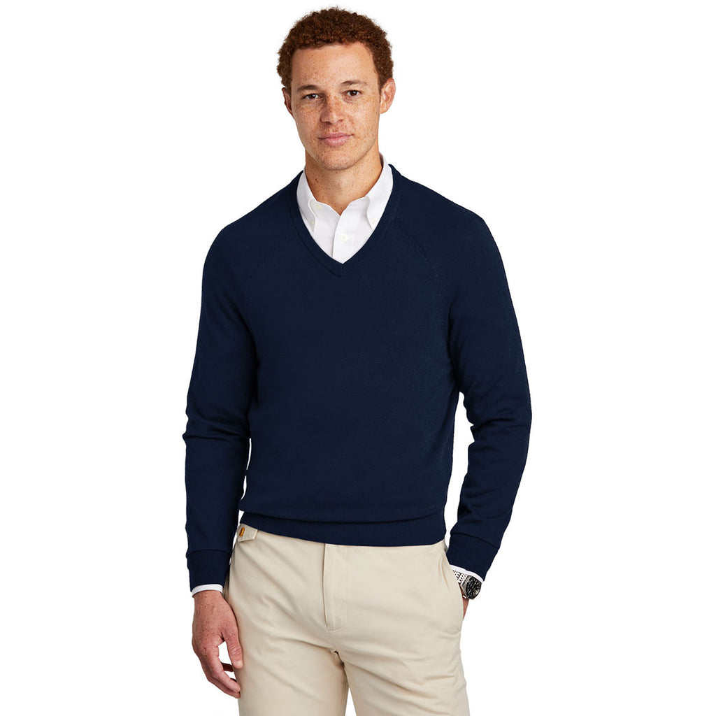 Brooks Brothers Men's Navy Blazer Cotton Stretch V-Neck Sweater