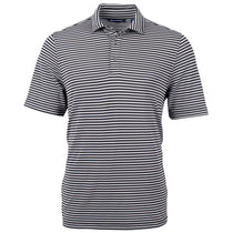 Cutter & Buck Men's Black Virtue Eco Pique Stripped Recycled Tall Polo