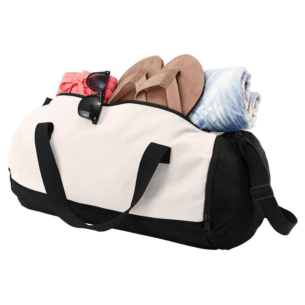 Port Authority Black/Soft White Cotton Barrel Duffel