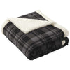 Port Authority Black Uneven Plaid Flannel Sherpa Blanket