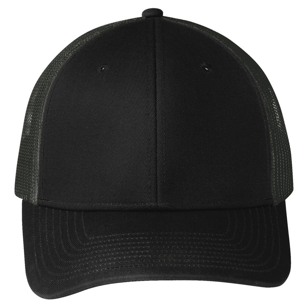 Port Authority Black/Grey Steel Snapback Trucker Cap