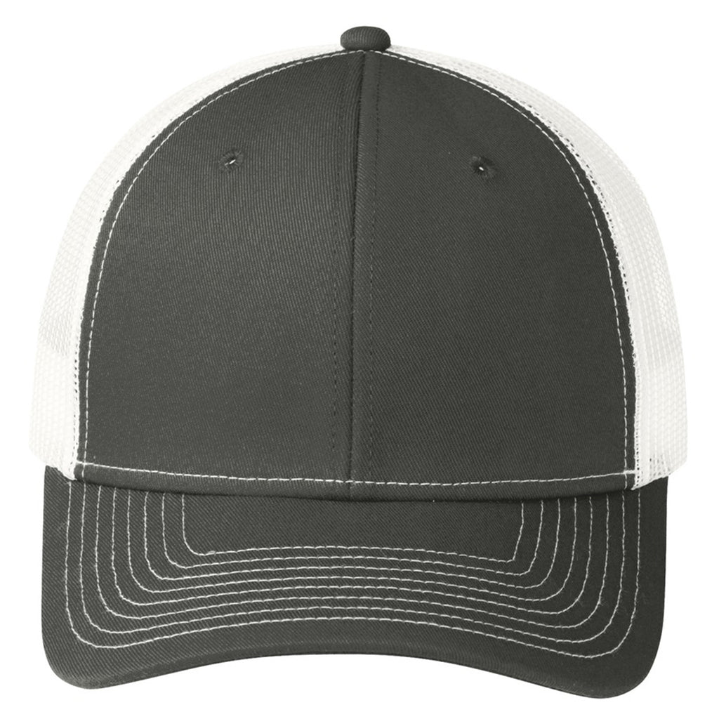 Port Authority Grey Steel/White Snapback Trucker Cap