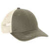 Port Authority Light Olive/ Stone Distressed Mesh Back Cap