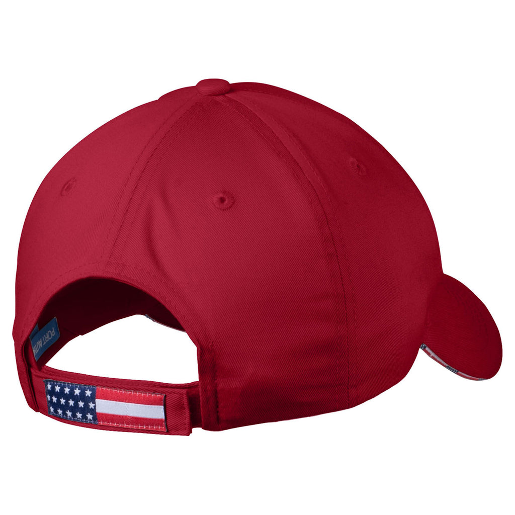 Port Authority Deep Red Americana Flag Sandwich Cap