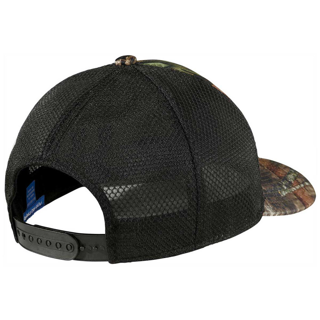 Port Authority Mossy Oak Break-Up Country/Black Snapback Performance Camouflage Mesh Back Cap