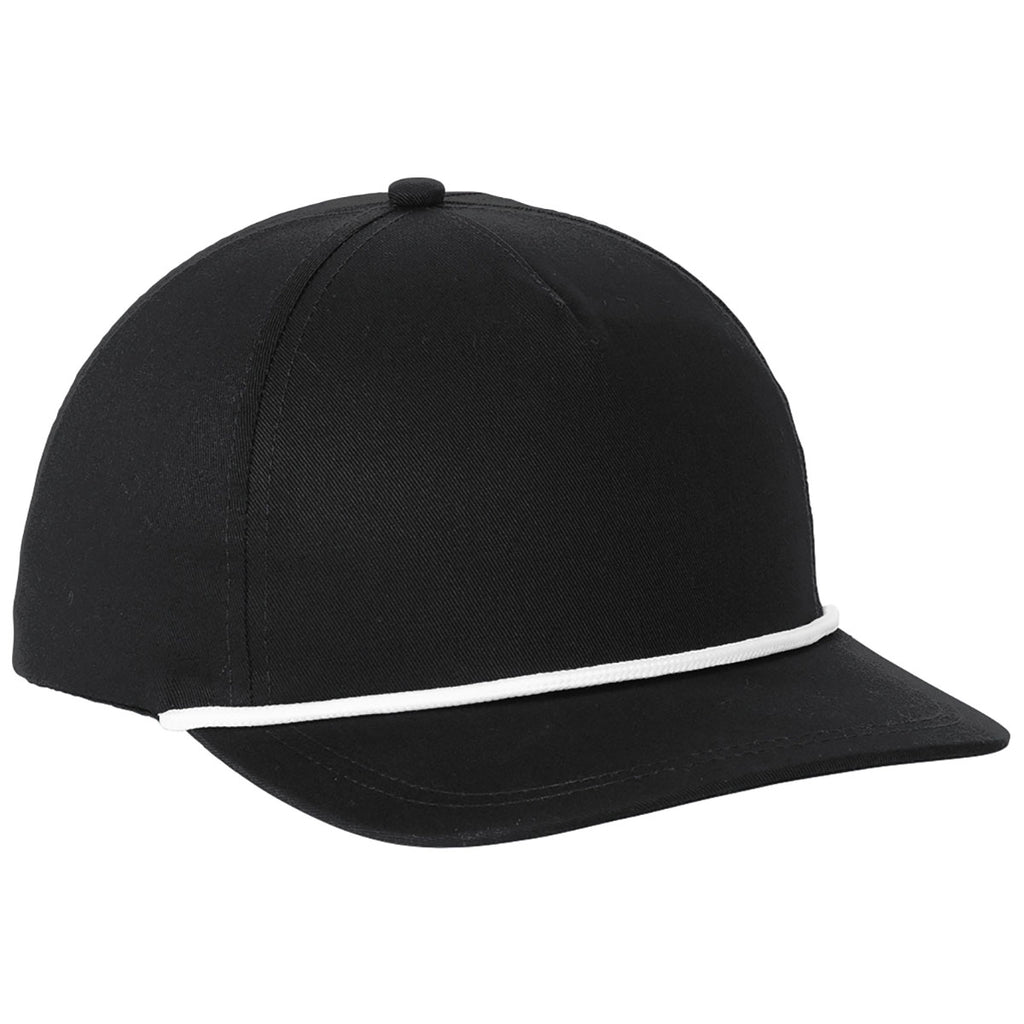 Port Authority Black/ White Snapback Five-Panel Rope Cap