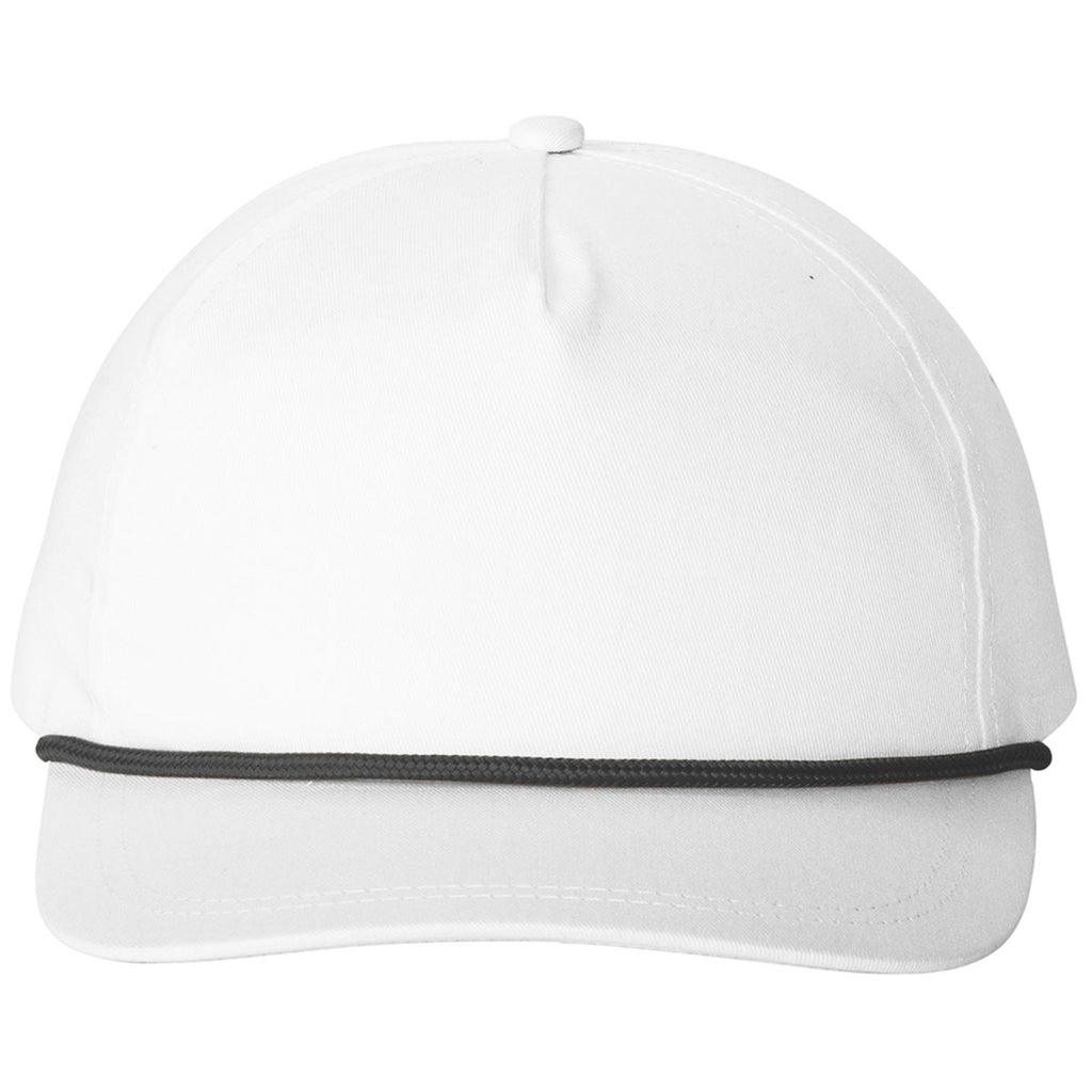 Port Authority White/ Black Snapback Five-Panel Rope Cap