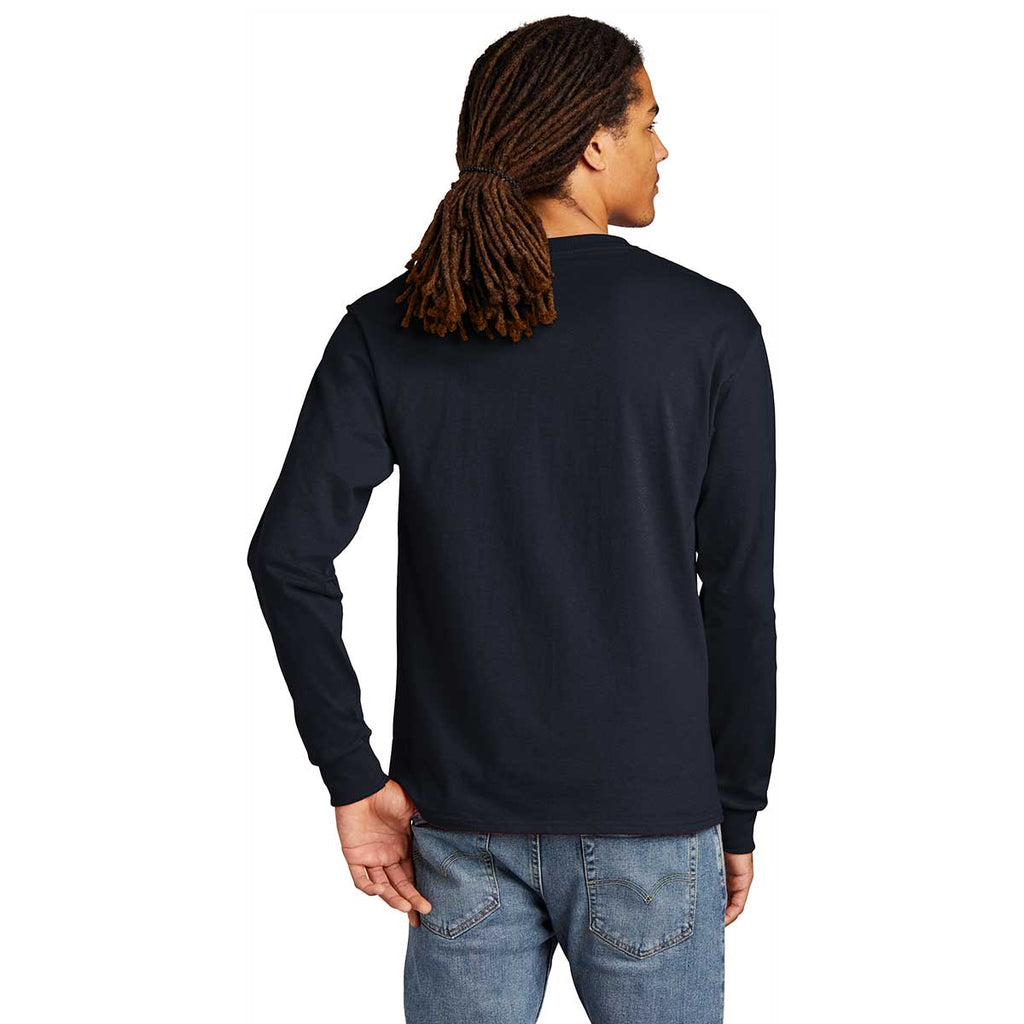 Champion Men's Navy Heritage 5.2-oz Jersey Long Sleeve Tee