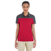 Core 365 Women's Classic Red/Carbon Balance Colorblock Performance Pique Polo