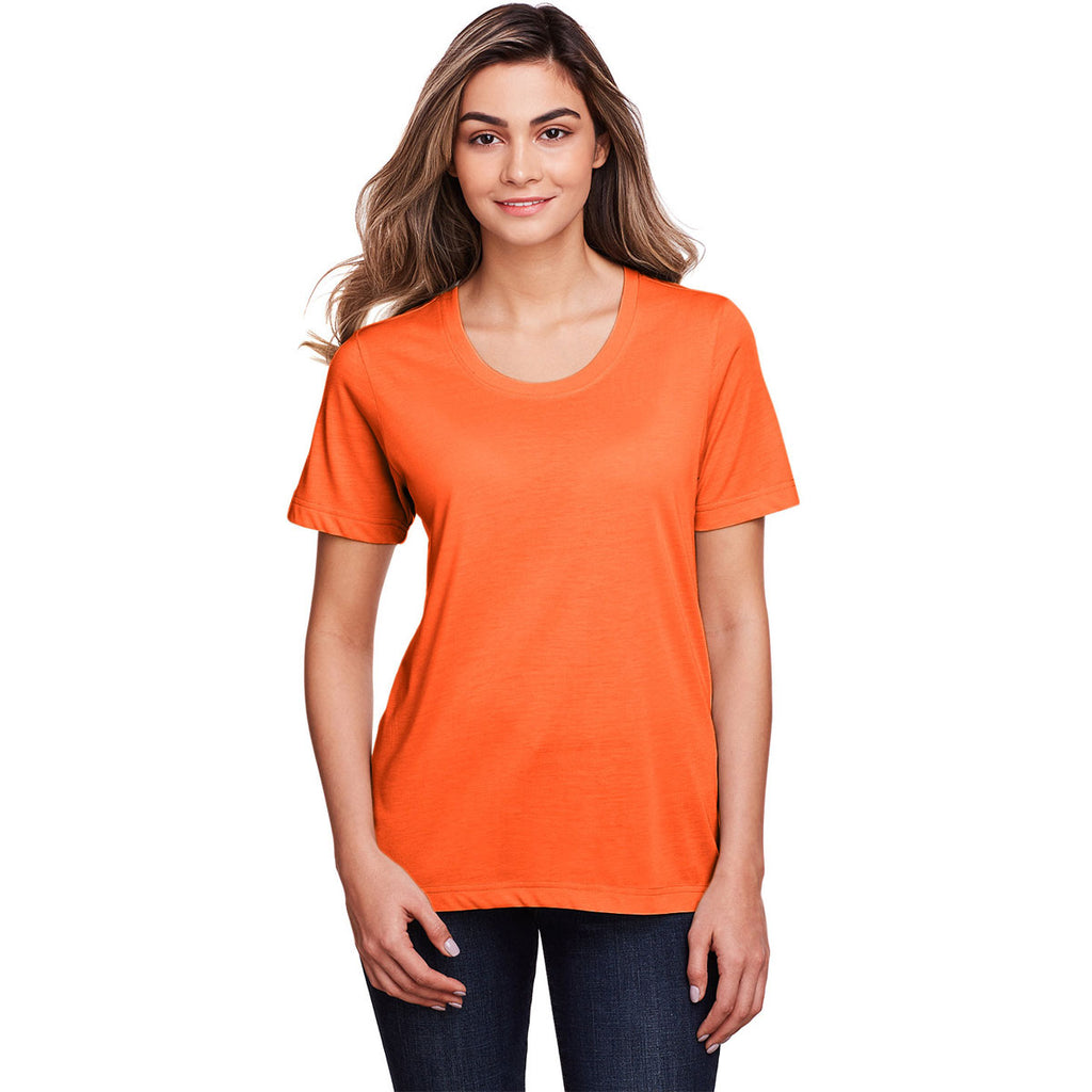 Core 365 Women's Campus Orange Fusion ChromaSoft Performance T-Shirt