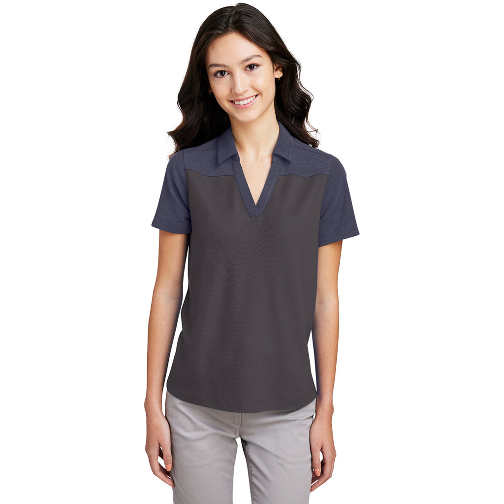 Core 365 Women's Carbon/Classic Navy Heather Fusion ChromaSoft Colorblock Polo