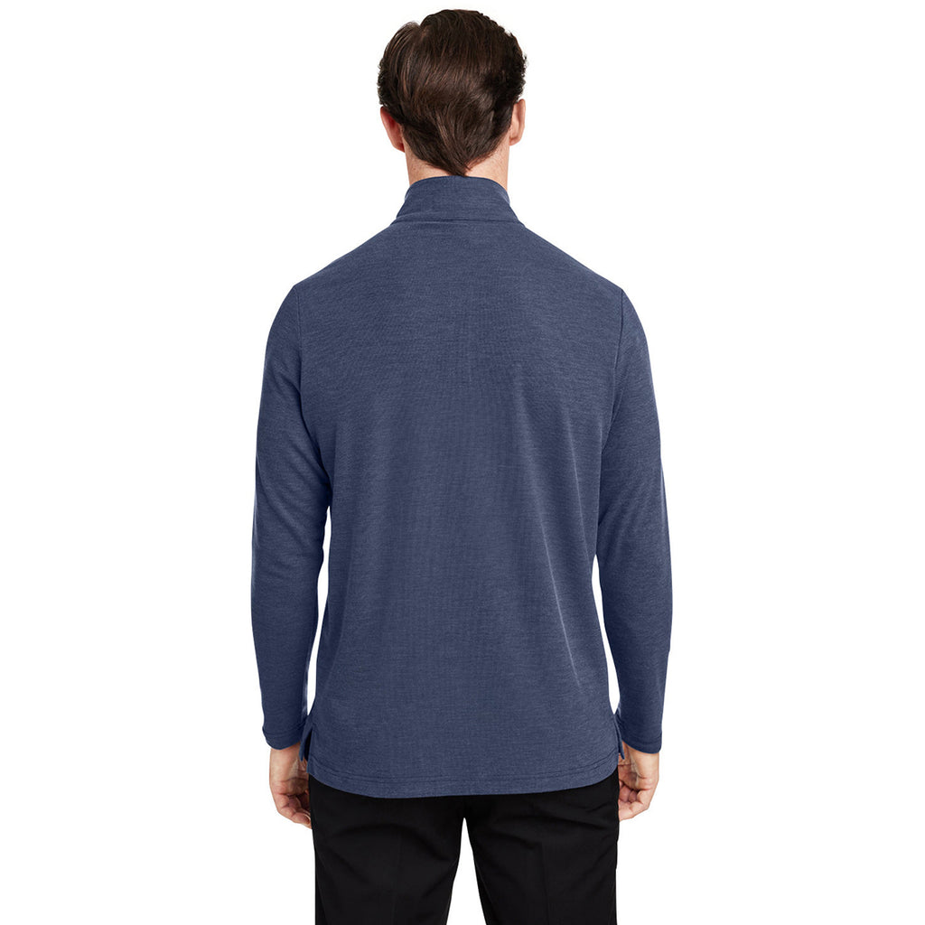 Core 365 Men's Classic Navy Heather Fusion ChromaSoft Pique Quarter-Zip