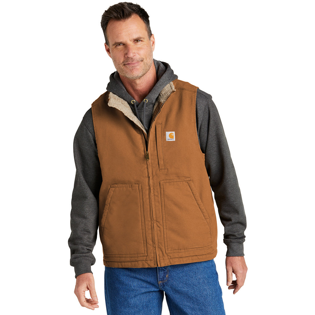 Carhartt Men's Carhartt Brown Sherpa-Lined Mock Neck Vest