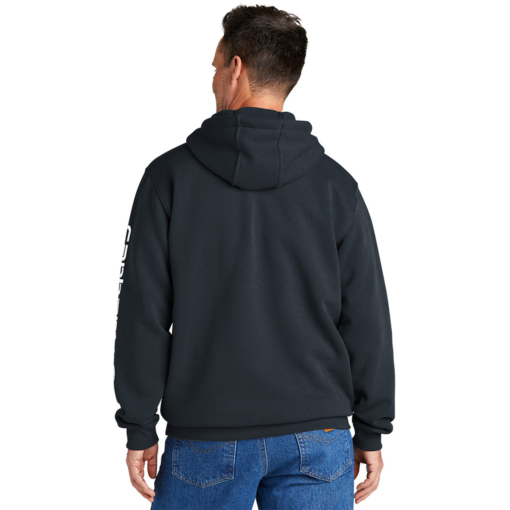 Carhartt Men's New Navy Midweight Hooded Logo Sweatshirt