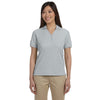 Devon & Jones Women's Grey Heather Pima Pique Short-Sleeve Y-Collar Polo