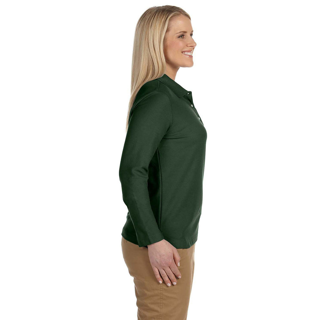 Devon & Jones Women's Forest Pima Pique Long-Sleeve Polo