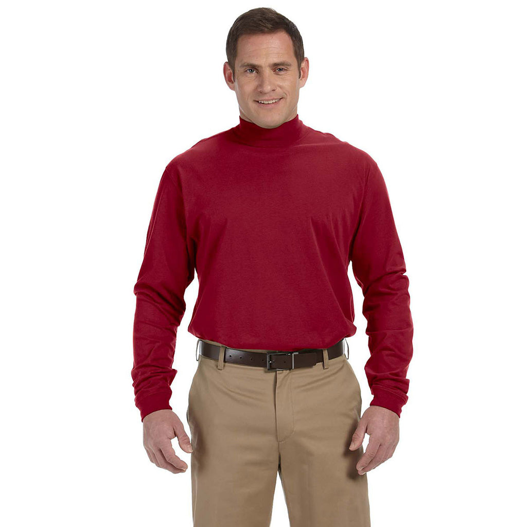 Devon & Jones Men's Crimson Sueded Cotton Jersey Mock Turtleneck