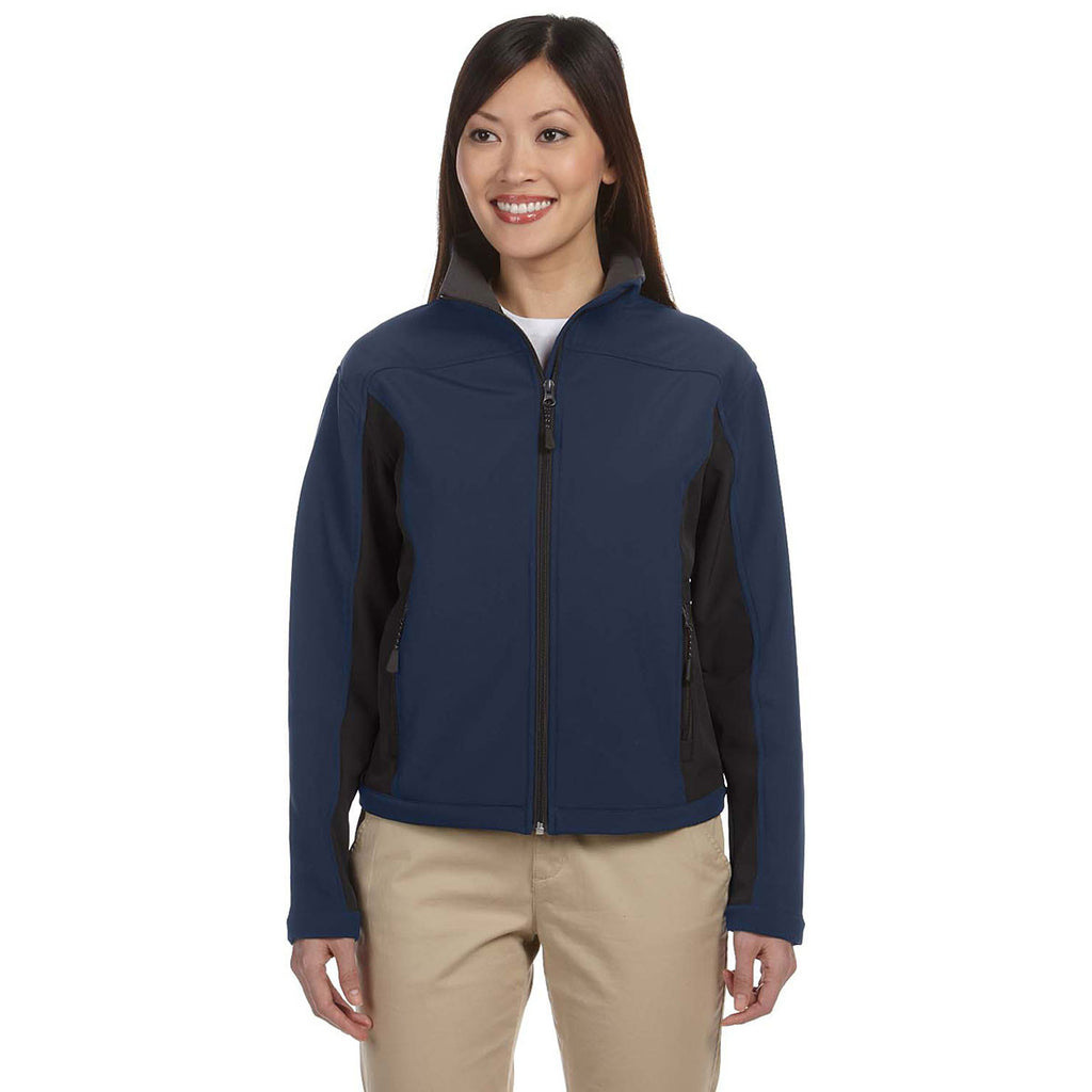 Devon & Jones Women's Navy/Dark Charcoal Soft Shell Colorblock Jacket