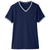 Devon & Jones Women's Navy/White CrownLux Performance Plaited Tipped V-Neck Polo