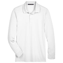 Devon & Jones Men's White CrownLux Performance Plaited Long Sleeve Polo