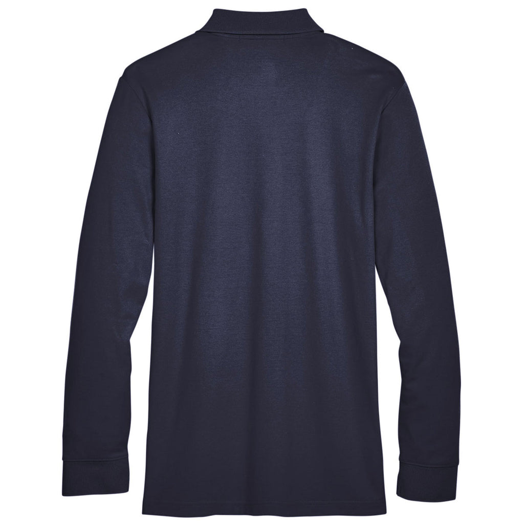 Devon & Jones Men's Navy CrownLux Performance Tall Plaited Long Sleeve Polo