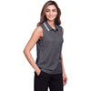 Devon & Jones Women's Graphite/White CrownLux Performance Plaited Tipped Sleeveless Polo