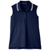 Devon & Jones Women's Navy/White CrownLux Performance Plaited Tipped Sleeveless Polo