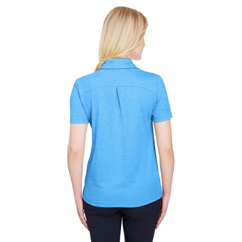 Devon & Jones Women's Ocean Blue Heather CrownLux Performance Address Melange Polo