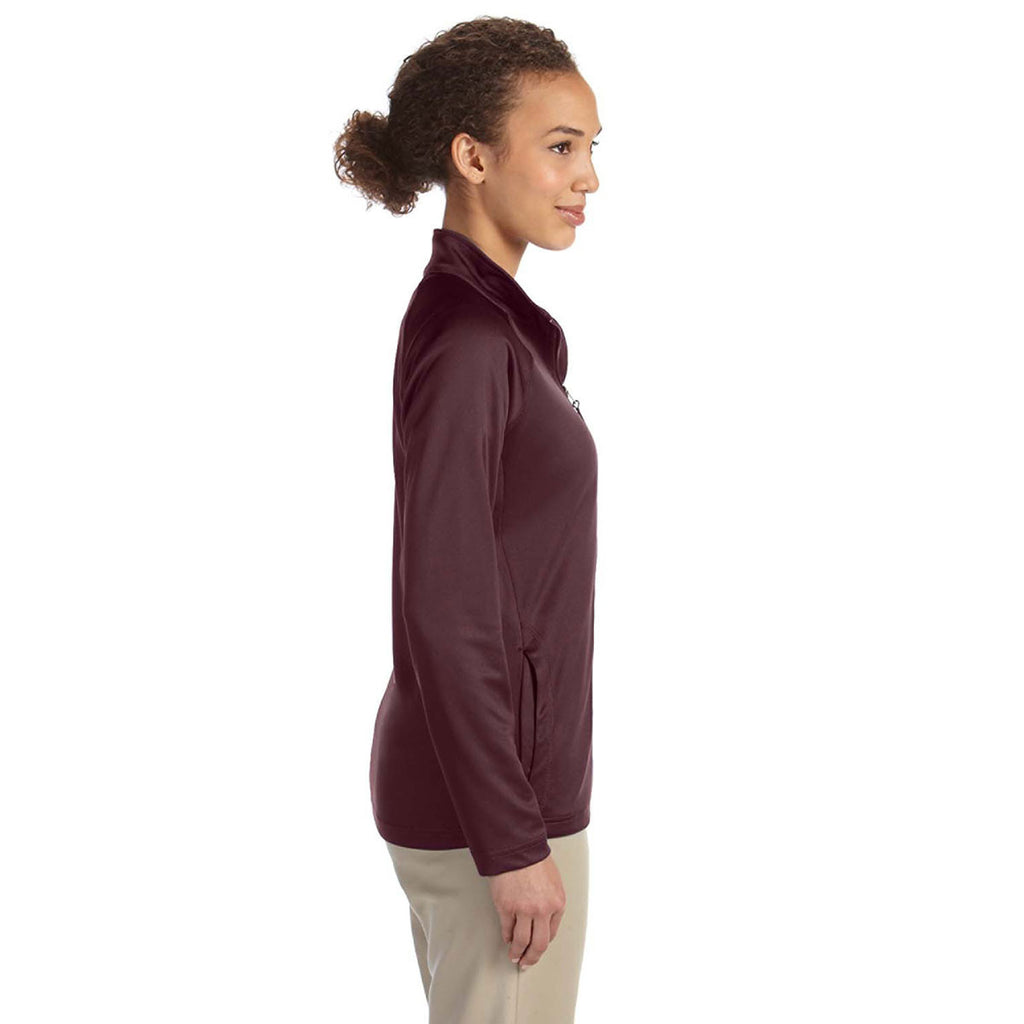 Devon & Jones Women's Burgundy Heather Stretch Tech-Shell Compass Full-Zip