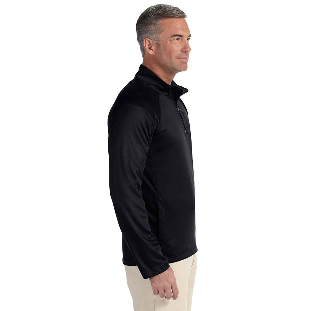 Devon & Jones Men's Black Stretch Tech-Shell Compass Quarter-Zip