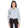 Devon & Jones Women's Navy/White CrownLux Performance Micro Windowpane Shirt