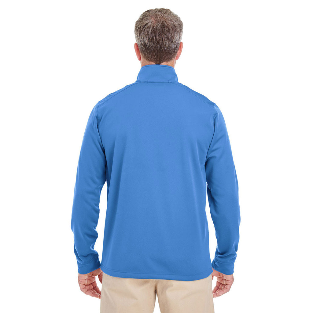 Devon & Jones Men's French Blue/French Blue Heather Newbury Colorblock Melange Fleece Full-zip