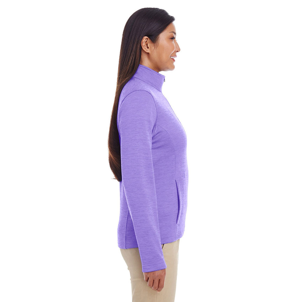 Devon & Jones Women's Grape Heather Newbury Melange Fleece Quarter-zip