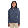 Devon & Jones Women's Navy Heather Newbury Melange Fleece Quarter-zip