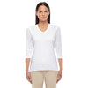 Devon & Jones Women's White Perfect Fit Bracelet Length V-Neck Top