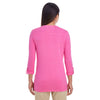 Devon & Jones Women's Charity Pink Perfect Fit Y-Placket Convertible Sleeve Knit Top