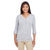 Devon & Jones Women's Grey Heather Perfect Fit Y-Placket Convertible Sleeve Knit Top