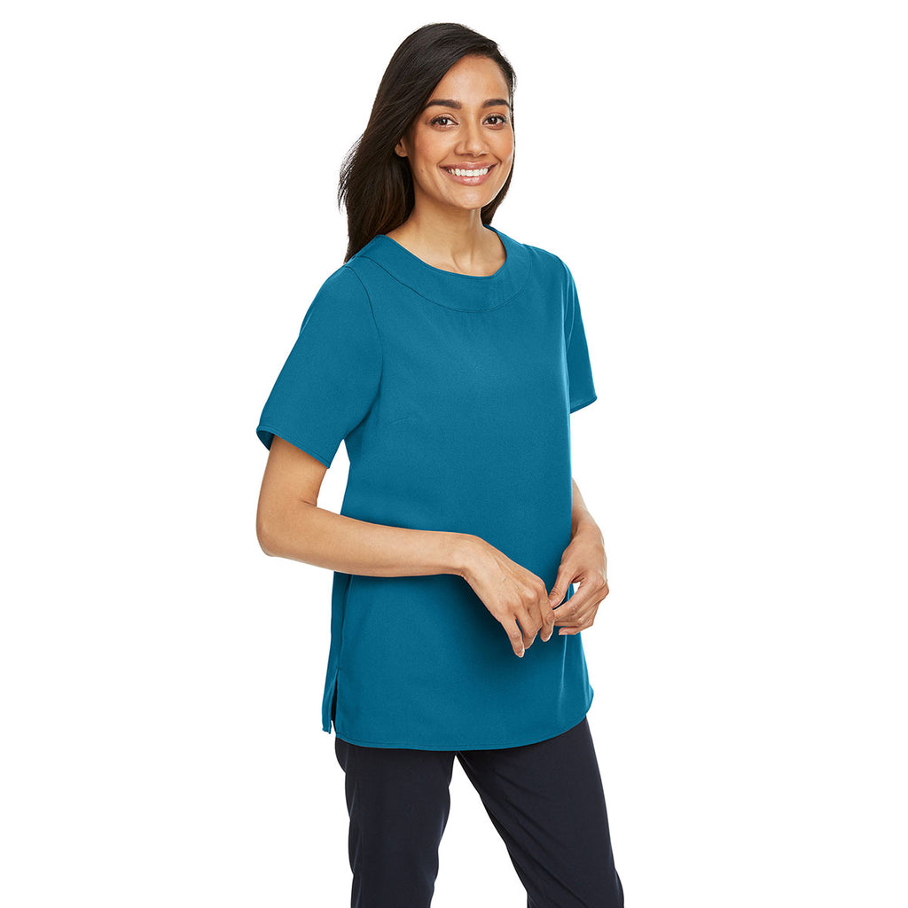 Devon & Jones Women's Dark Teal Perfect Fit Boat-Neck Blouse