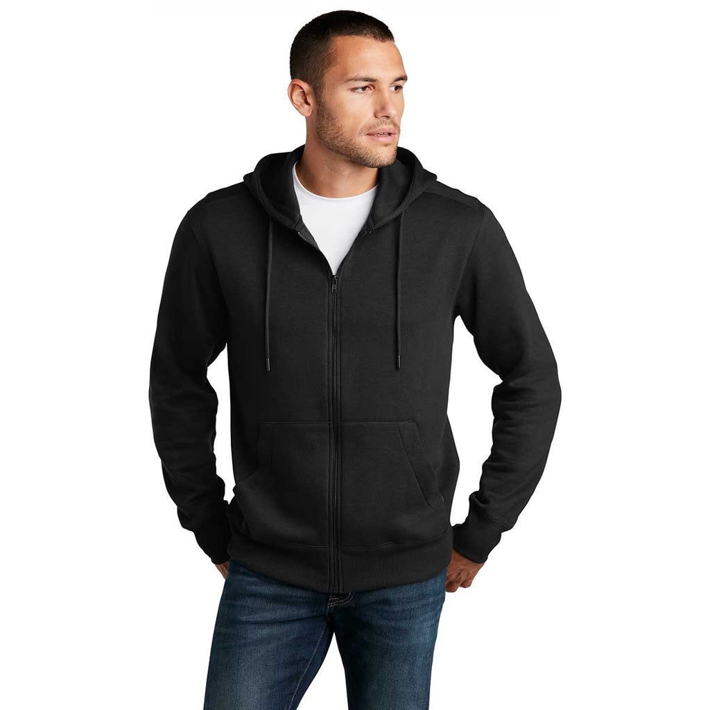 District Men's Jet Black Perfect Weight Fleece Full-Zip Hoodie