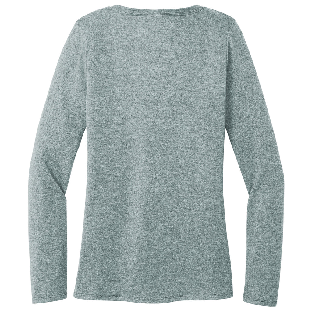 District Women's Flint Blue Heather Perfect Tri Long Sleeve V-Neck Tee