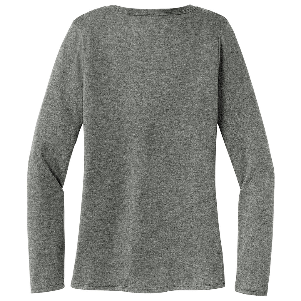 District Women's Heathered Charcoal Perfect Tri Long Sleeve V-Neck Tee