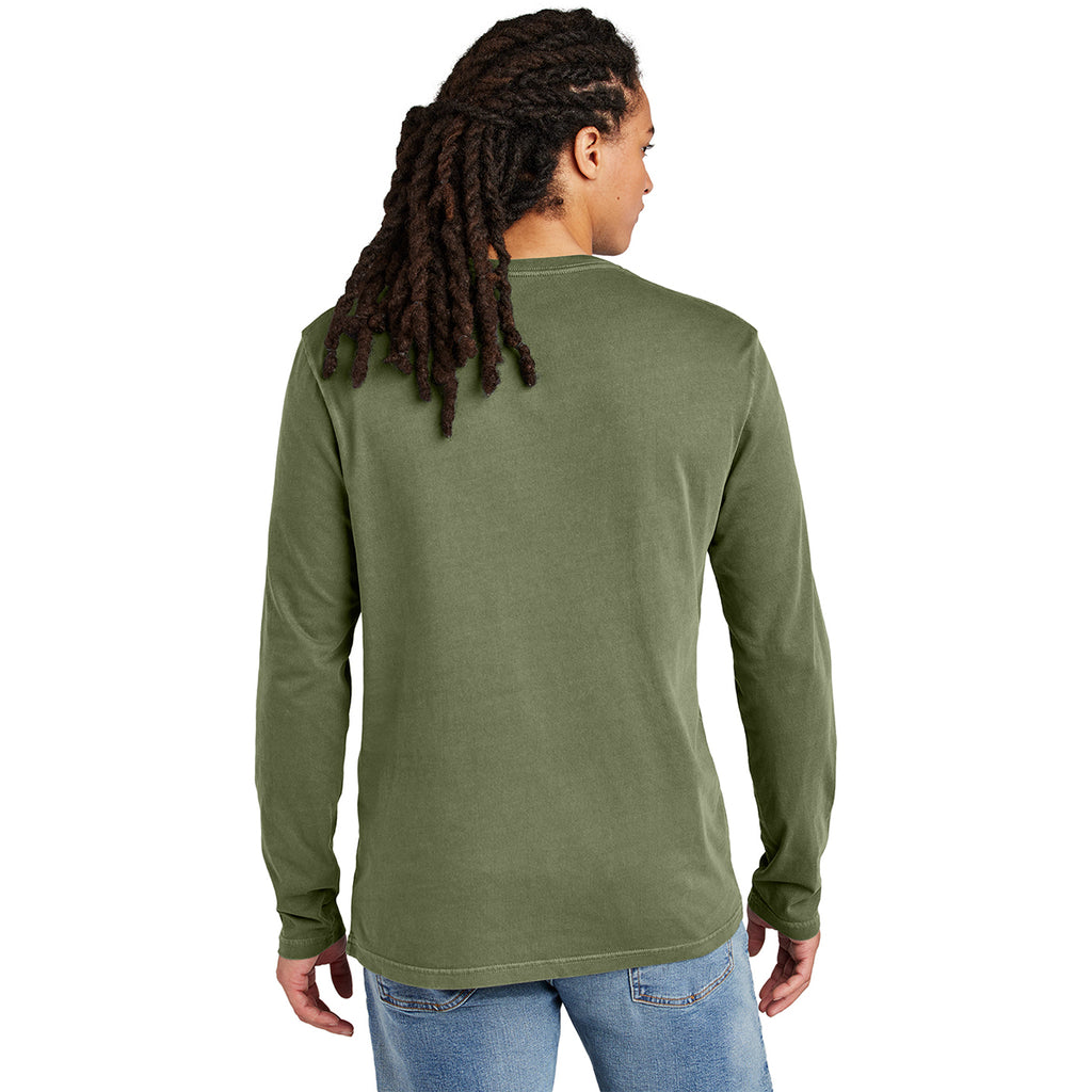 District Men's Olive Drab Green Wash Long Sleeve Tee