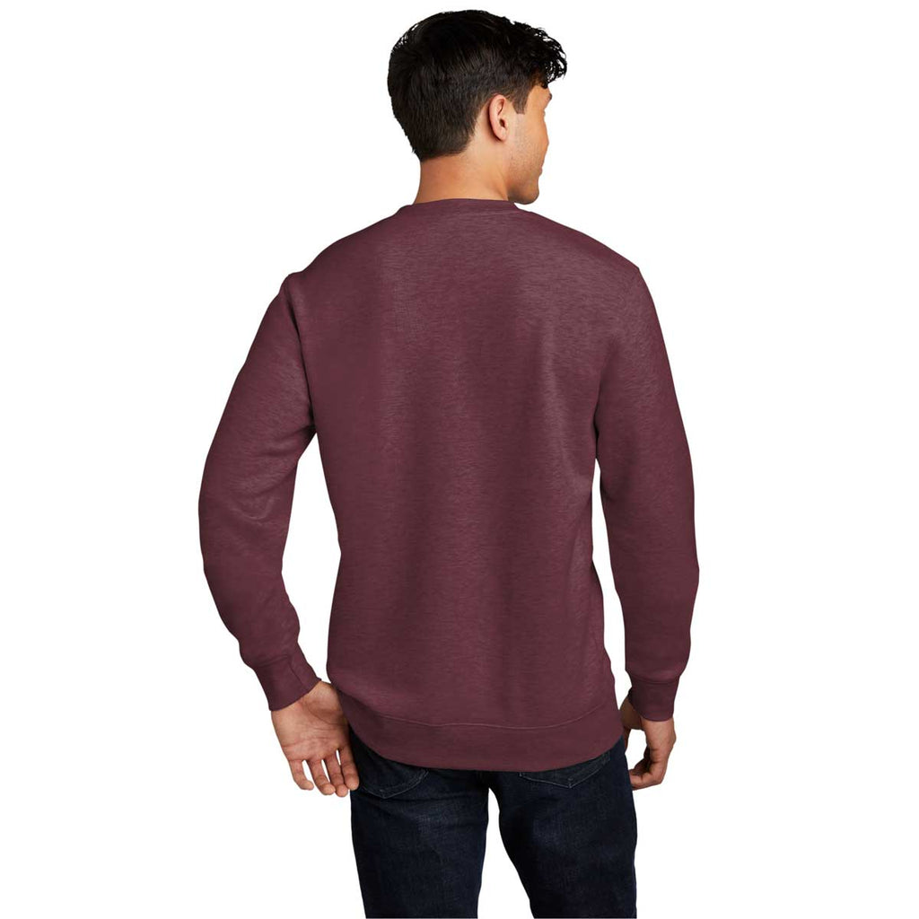 District Men's Heathered Cardinal V.I.T. Fleece Crew