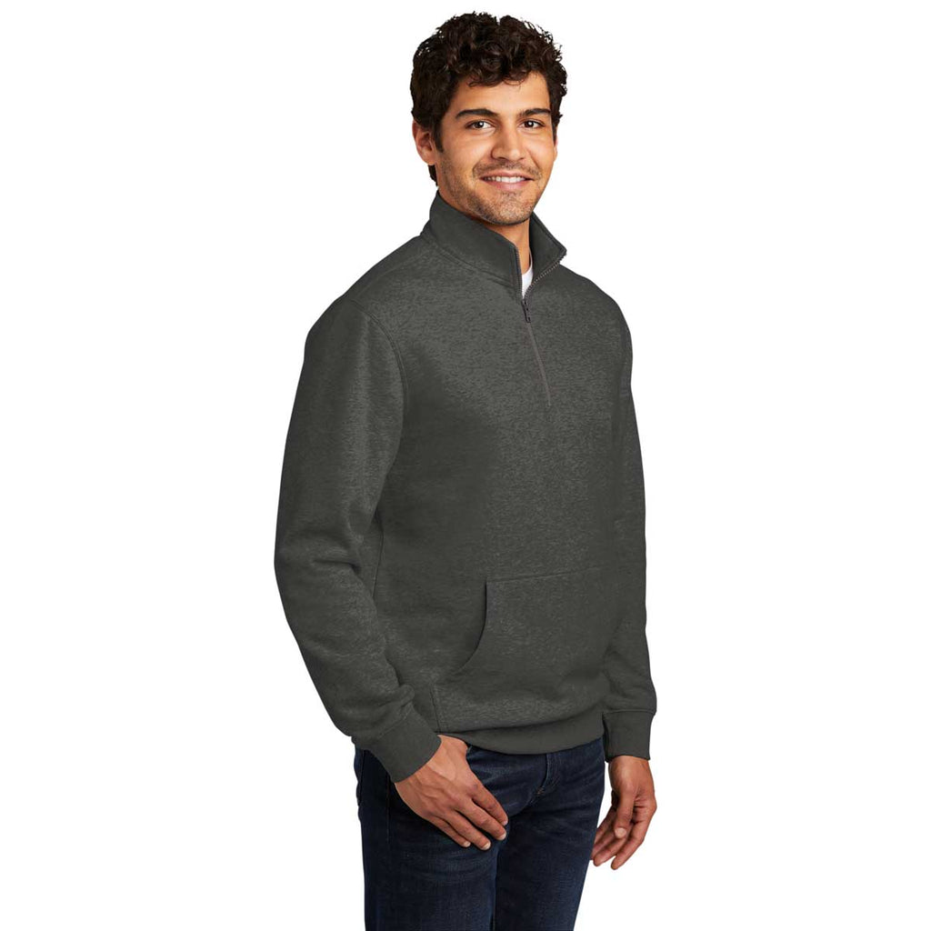 District Men's Heathered Charcoal V.I.T. Fleece Quarter Zip