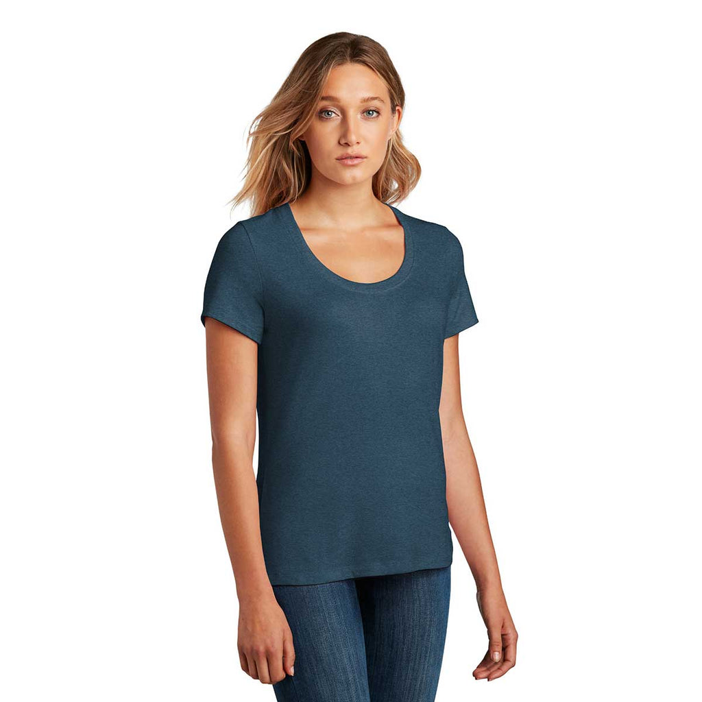 District Women's Heathered Neptune Blue Flex Scoop Neck Tee