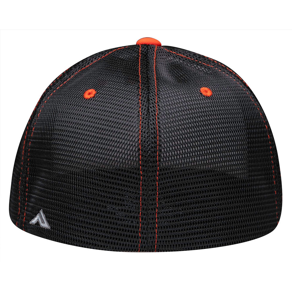 Pacific Headwear White/Black/Orange Premium M2 Performance Trucker FlexFit Cap